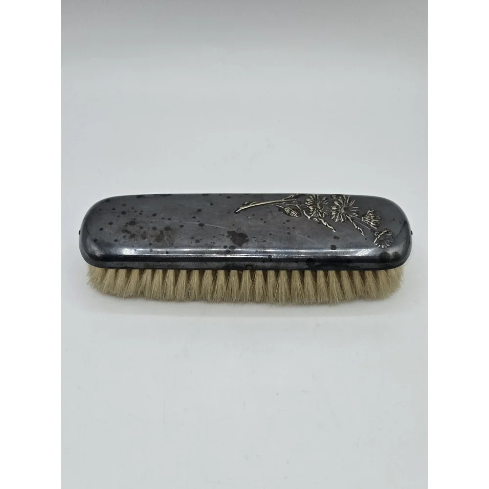 Antique Gero 90‎ Silverplate Floral Clothes Brush Dutch Vanity Grooming Brush